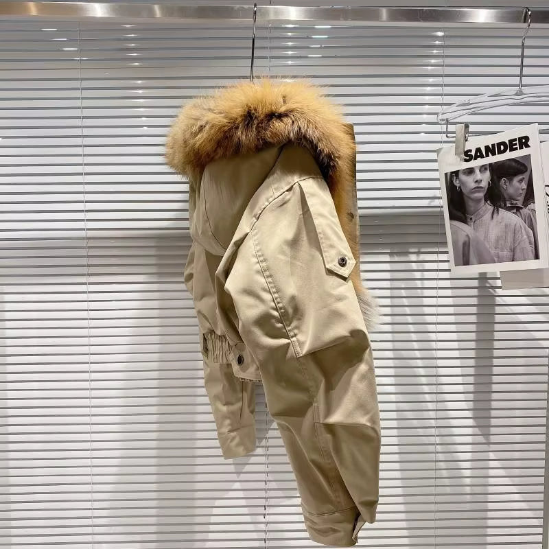 Boss Babe Removable Faux Fox Fur Hooded Short Jacket