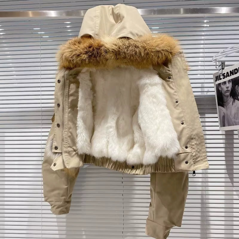 Boss Babe Removable Faux Fox Fur Hooded Short Jacket