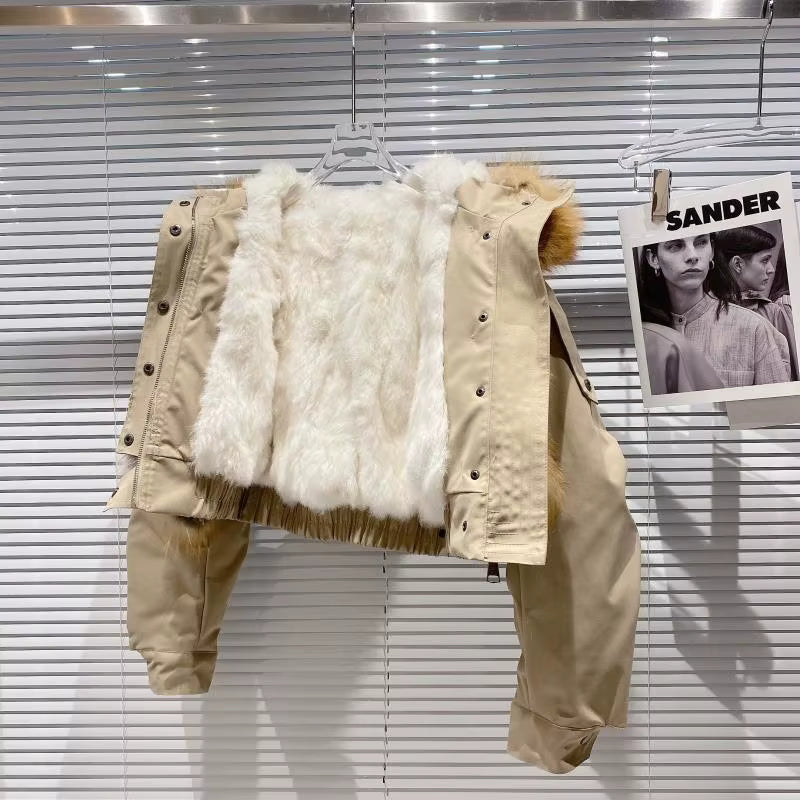 Boss Babe Removable Faux Fox Fur Hooded Short Jacket