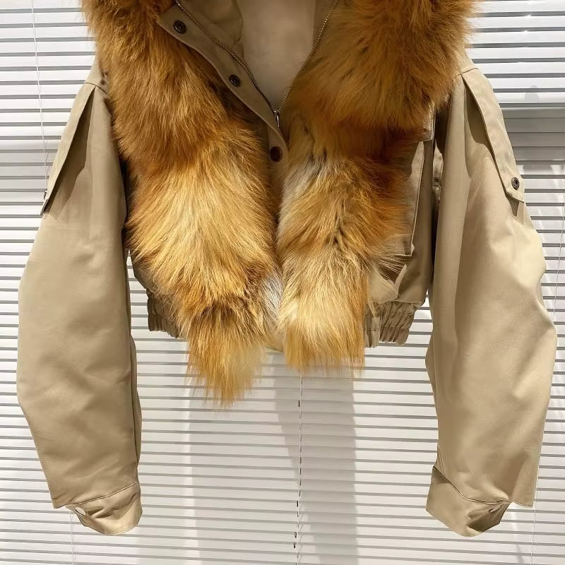 Boss Babe Removable Faux Fox Fur Hooded Short Jacket