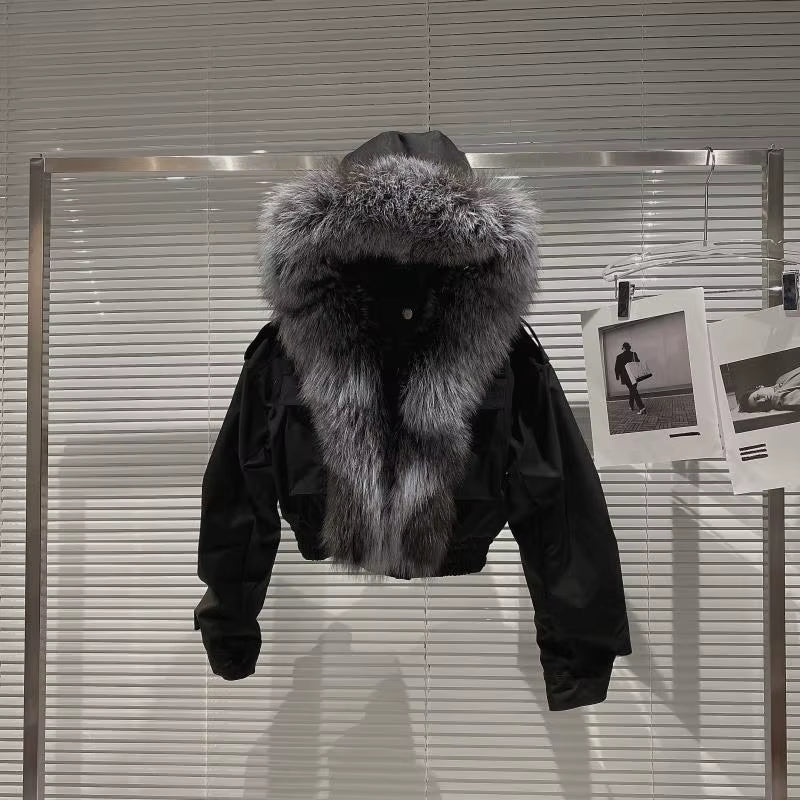 Boss Babe Removable Faux Fox Fur Hooded Short Jacket