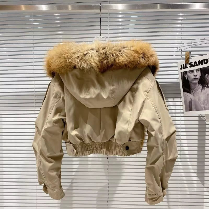 Boss Babe Removable Faux Fox Fur Hooded Short Jacket