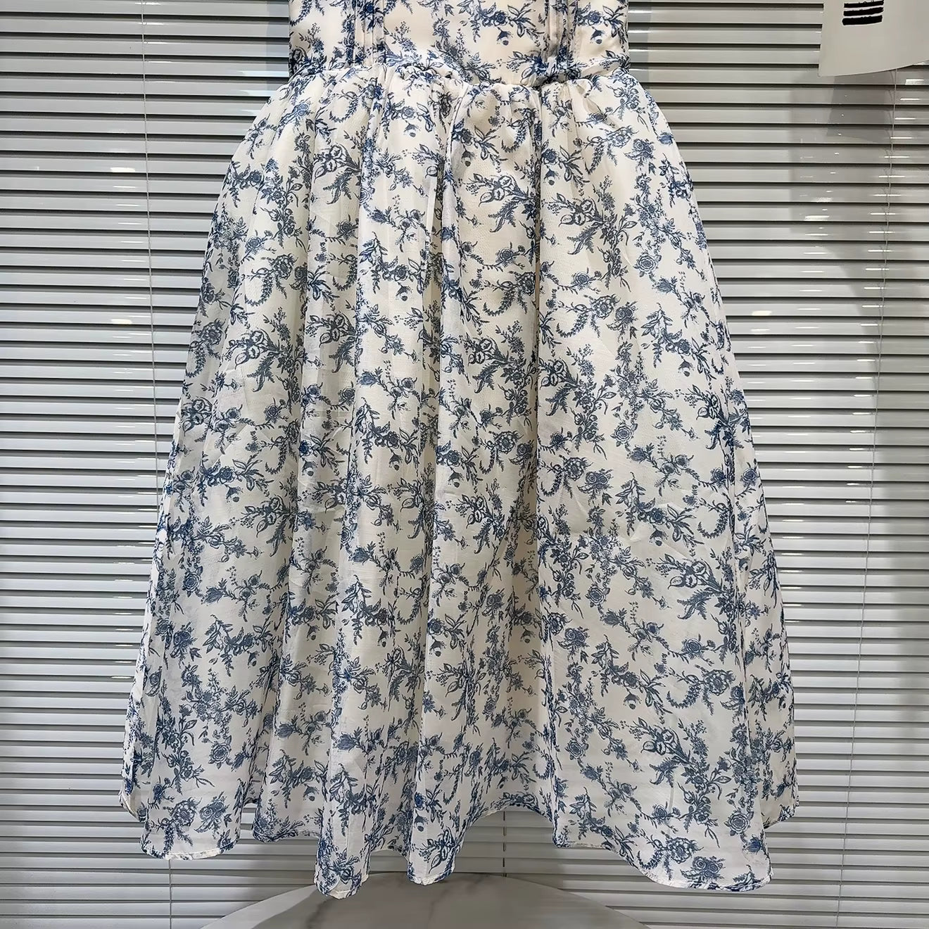Boss Babe Strapless Blue Floral Print Dress