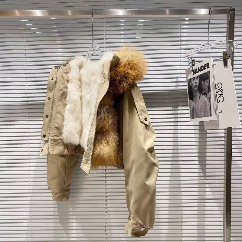 Boss Babe Removable Faux Fox Fur Hooded Short Jacket
