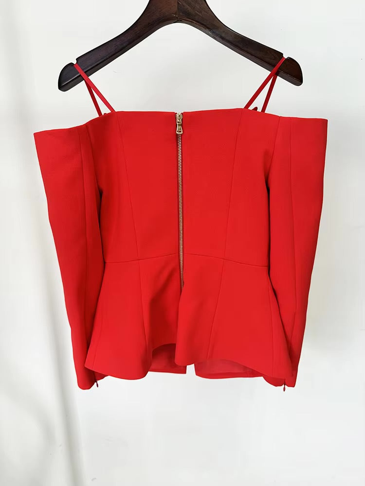 Boss Babe Off Shoulder Long Sleeve Blazer