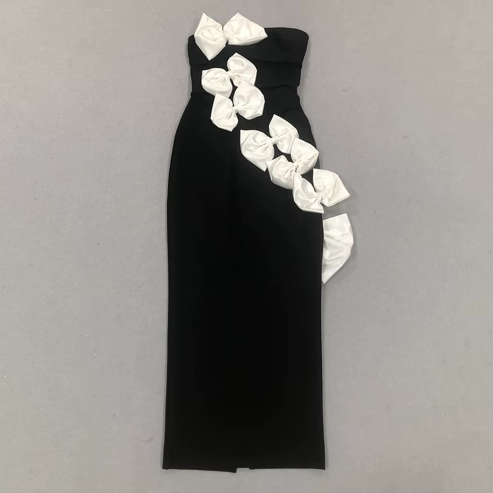 Boss Babe Elegant Bow Strapless Bandage Dress