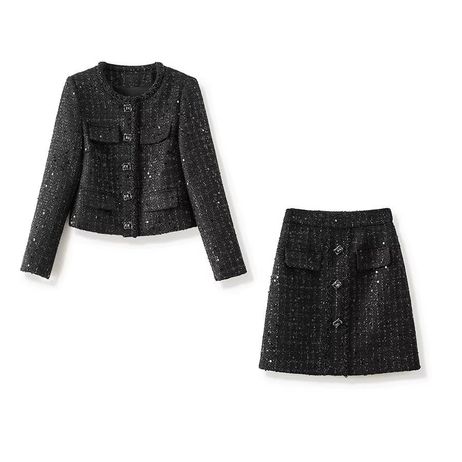 Boss Babe Single-breasted Blazer Mini Pencil Skirt Tweed 2pcs