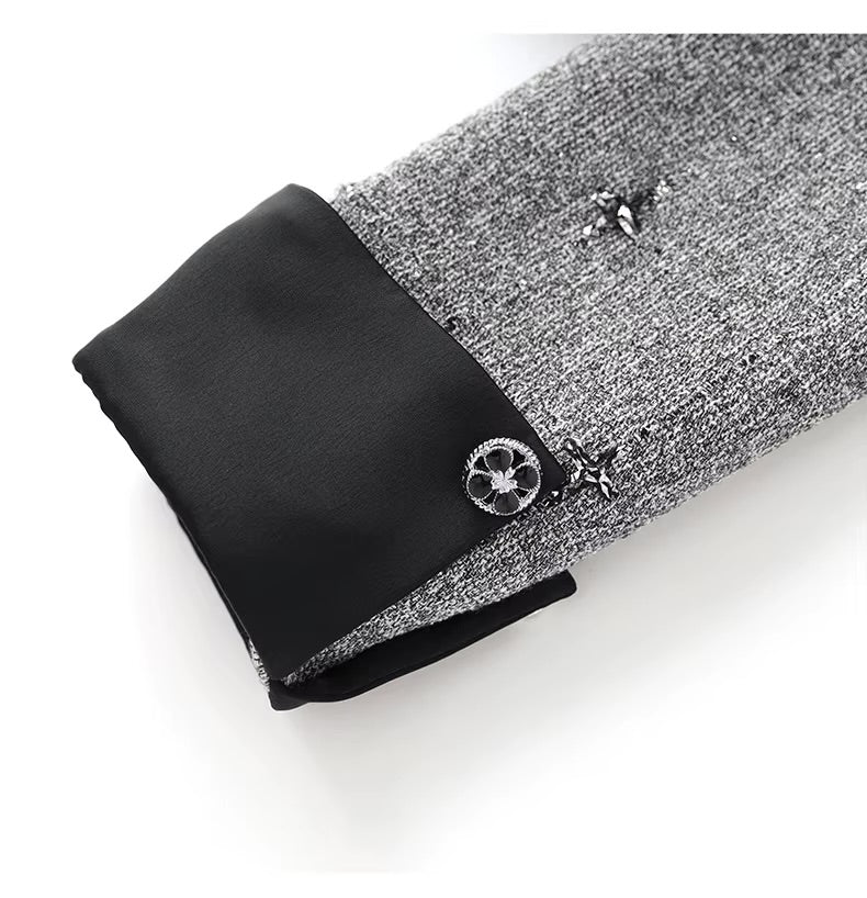 Boss Babe Shiner Office Suit Stand Collar Long Sleeve Single-breasted Coat Mini Pleated Skirt