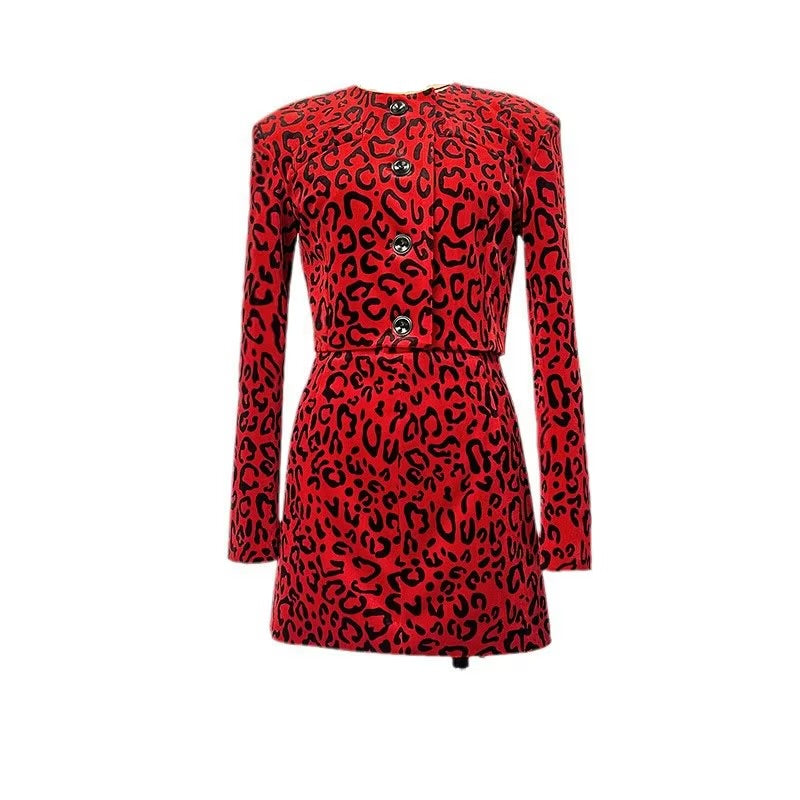 Boss Babe Velvet Suit O-neck Coat Mini & Pencil Skirt