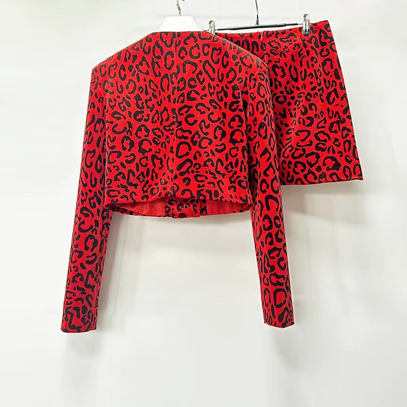Boss Babe Velvet Suit O-neck Coat Mini & Pencil Skirt