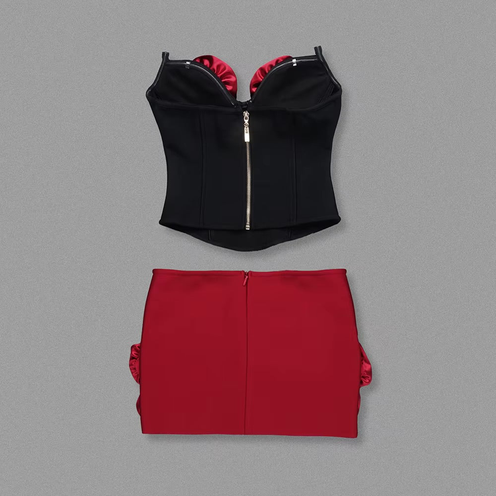 Boss Babe Rose Strapless Bodycon Top & Mini Skirt
