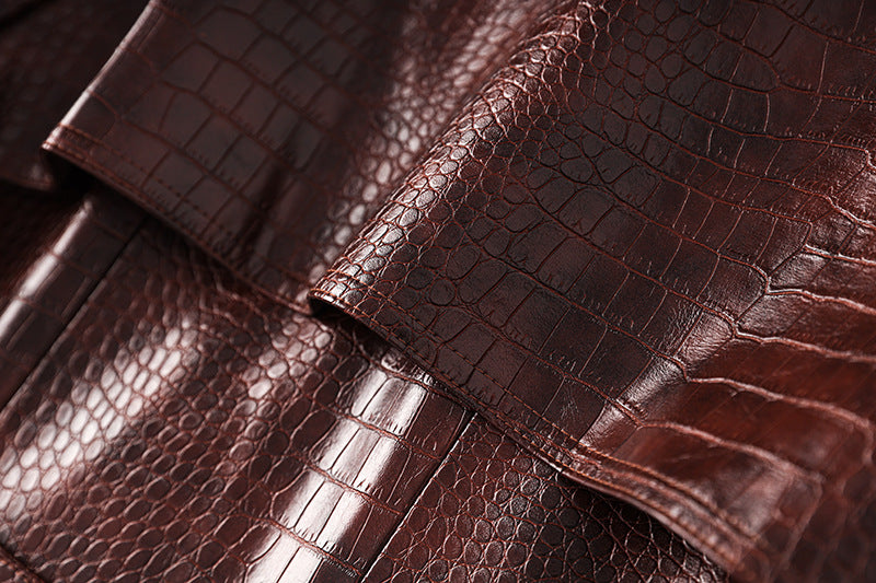 Boss Babe Pu Leather Long Sleeve Double-breasted Vintage Long Coat