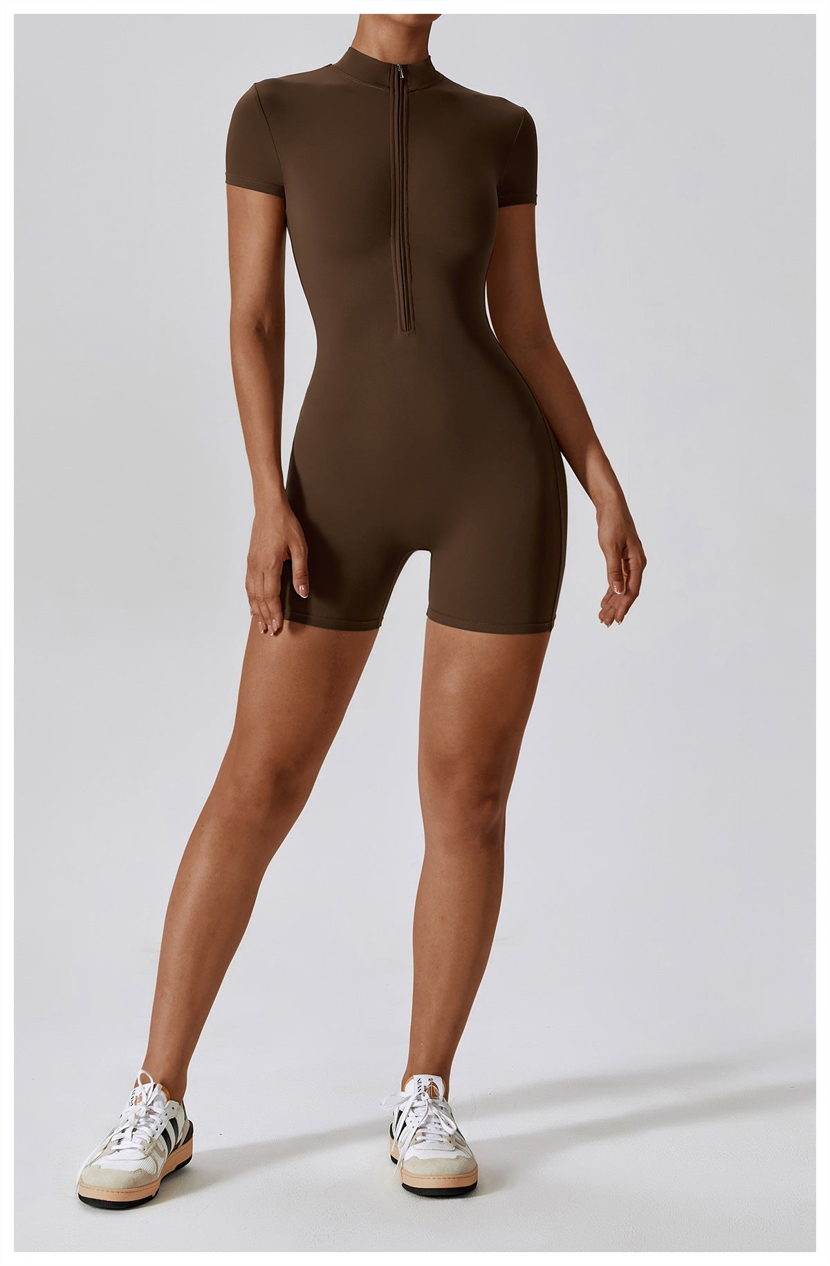 Comino Zipper Short Sleeve Yoga Bodysuit