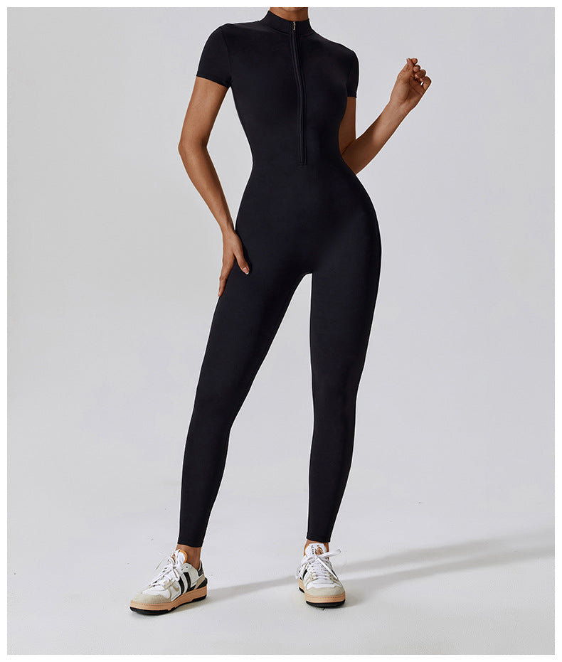 Rico Zipper Short Sleeve Women's Jumpsuits