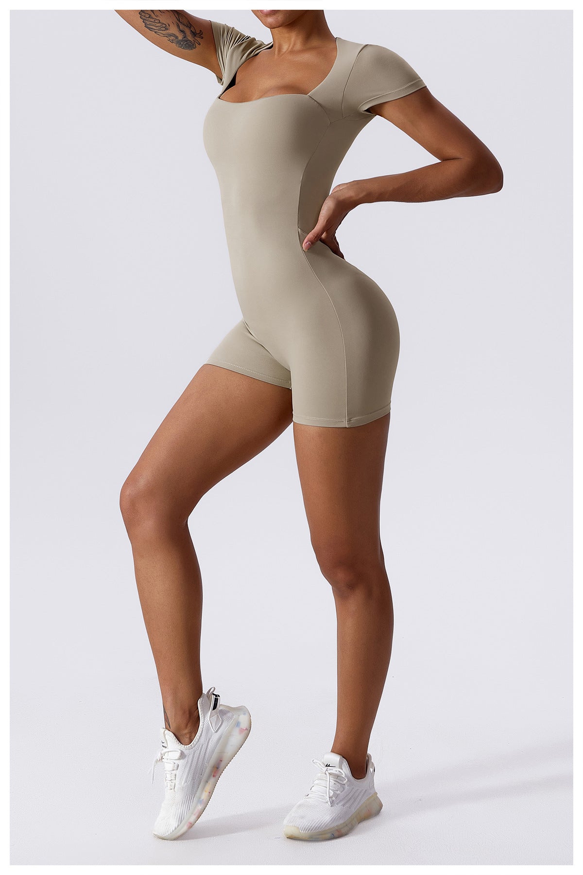 Square Neckline Short Romper