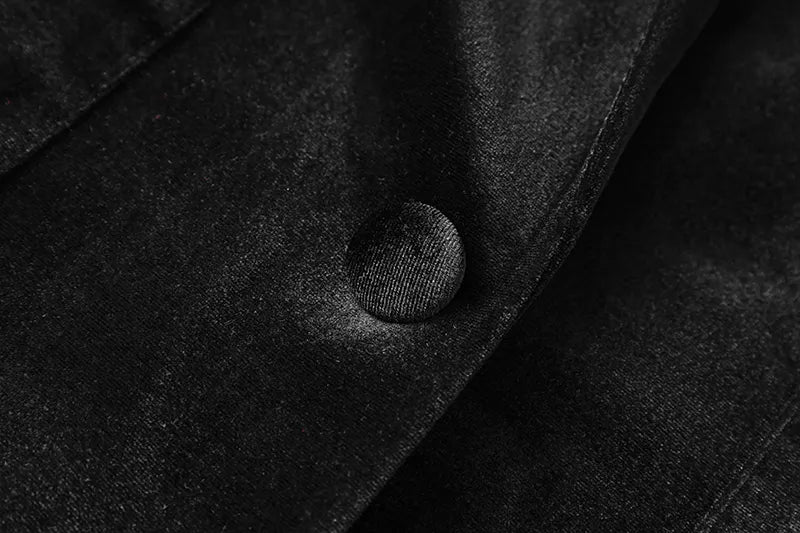 Boss Babe Luxury Black Velvet Fabric Quality Diamonds Beads Women 2PCs Blazer Suits
