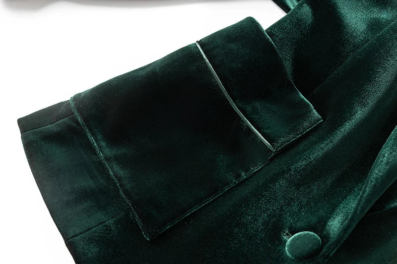 Boss Babe Dark Green Velvet 2Pcs Pants Suit