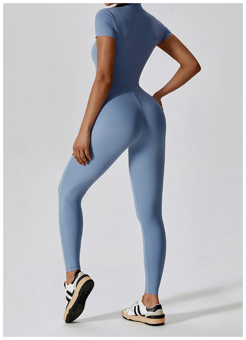 Rico Zipper Short Sleeve Women's Jumpsuits