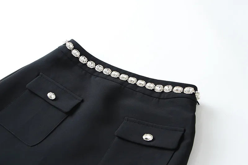 Boss Babe Exquisite Diamonds Short Jacket Mini & Beading Skirt