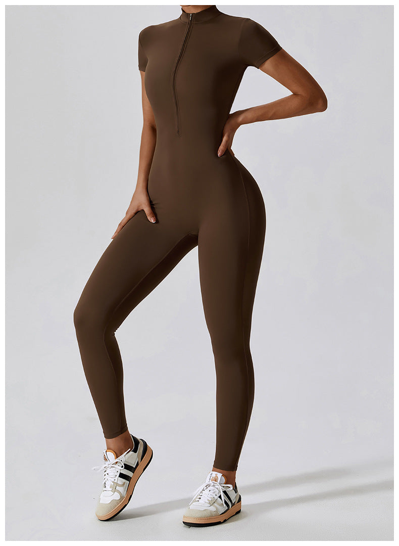 Rico Zipper Short Sleeve Women's Jumpsuits