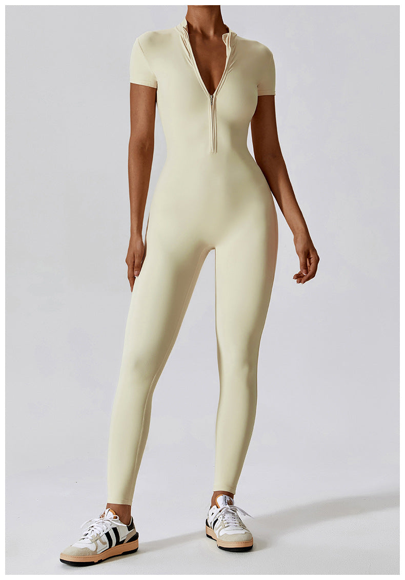 Rico Zipper Short Sleeve Women's Jumpsuits