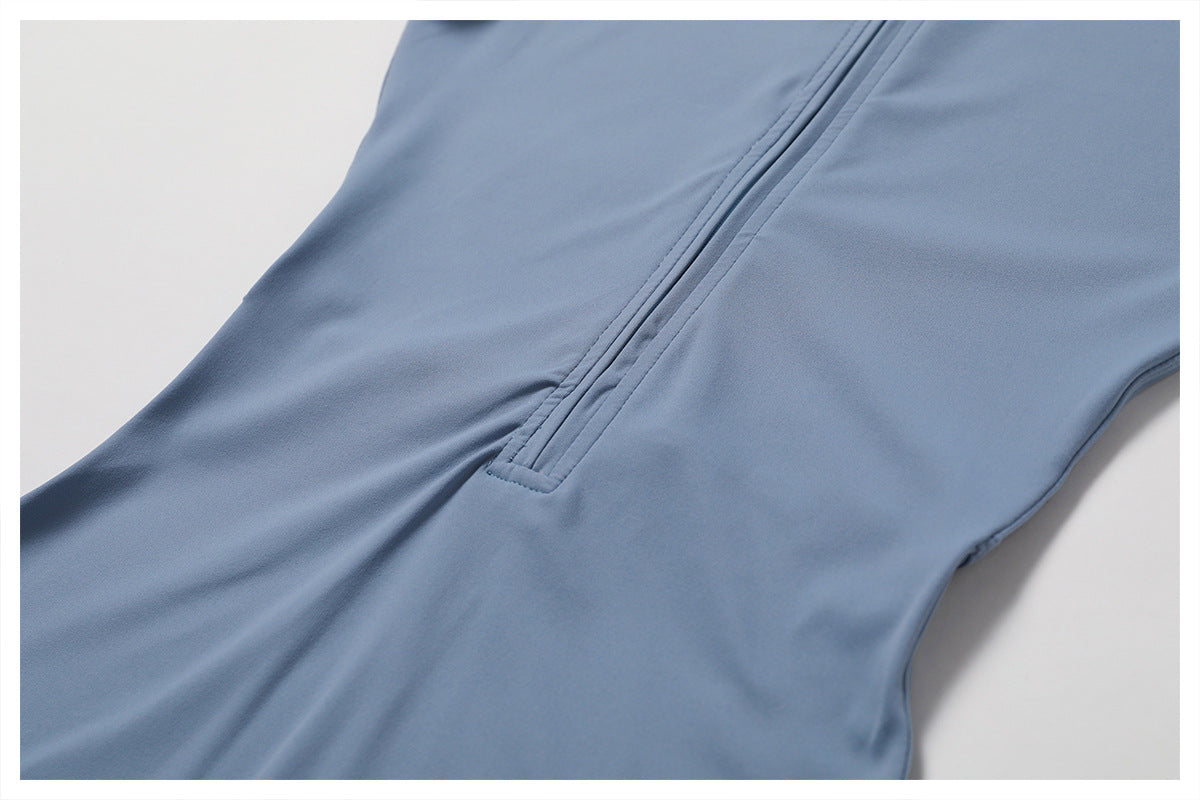 Comino Zipper Short Sleeve Yoga Bodysuit
