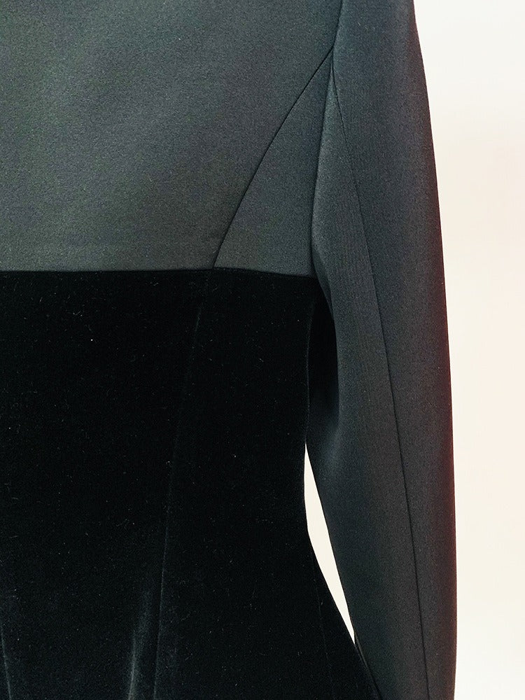 Boss Babe Bodycon Unique Velvet Patchwork Slim Blazer