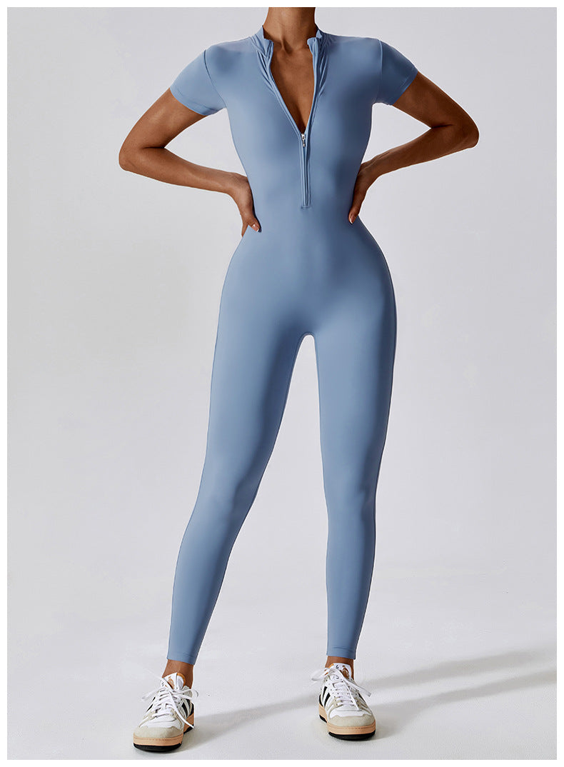 Rico Zipper Short Sleeve Women's Jumpsuits