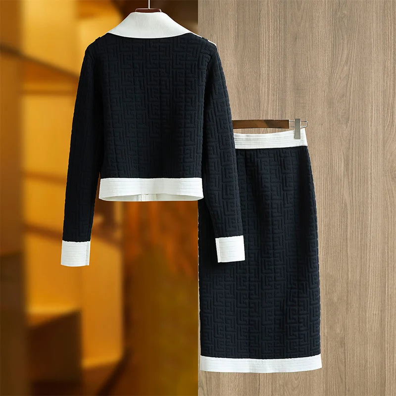 Boss Babe Geometrical Knitting Skirts Set
