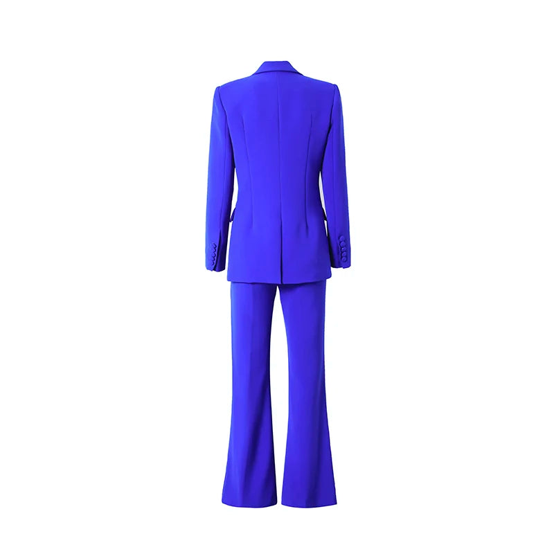 Boss Babe Style Suit Long Sleeve Single Button Blazer Flared Pants