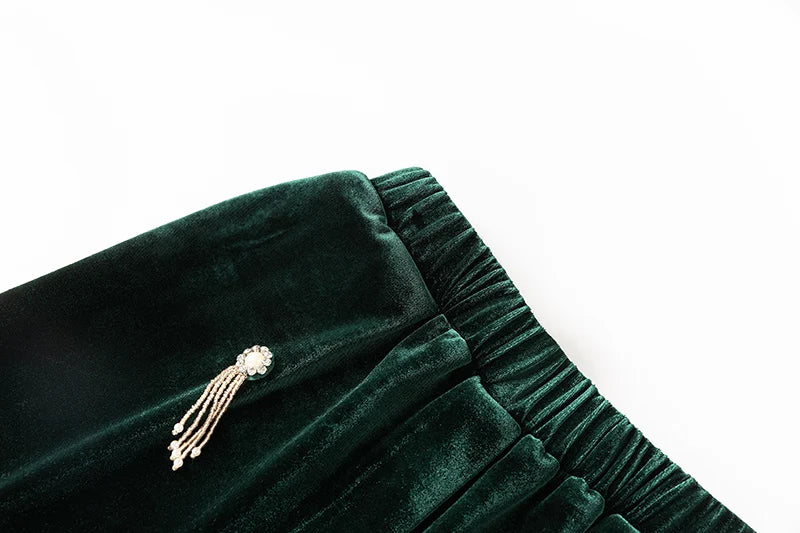 Boss Babe Dark Green Velvet 2Pcs Pants Suit