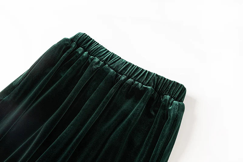 Boss Babe Dark Green Velvet 2Pcs Pants Suit