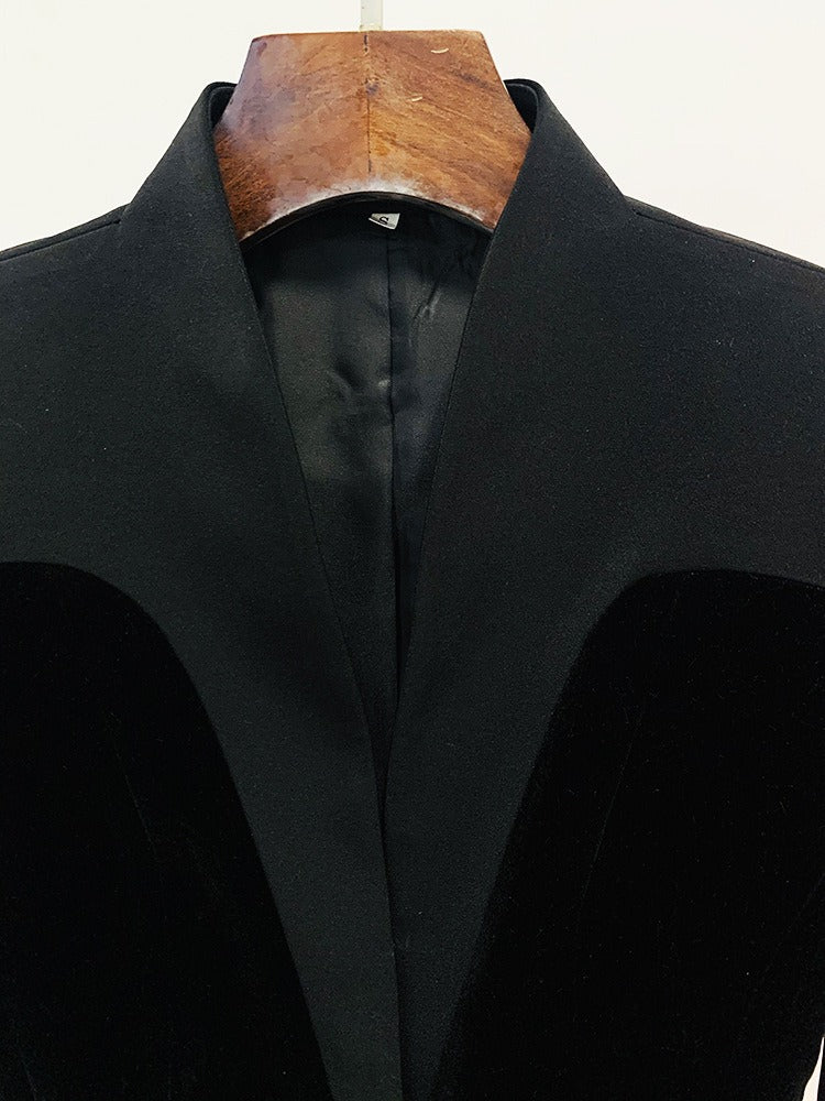 Boss Babe Bodycon Unique Velvet Patchwork Slim Blazer