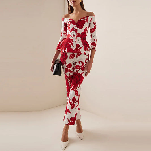 Boss Babe Floral Printing Lady Suit