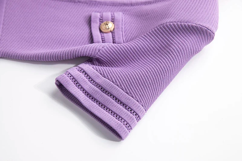 Boss Babe V-neck Short Sleeve Knit Purple Dress