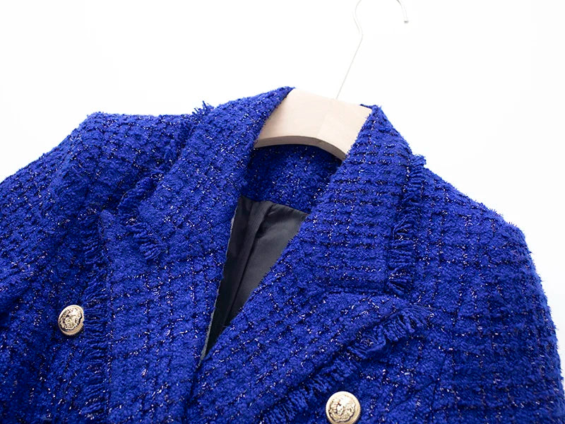 Boss Babe Tweed Royal Blue Luxury Blazer