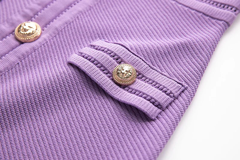 Boss Babe V-neck Short Sleeve Knit Purple Dress