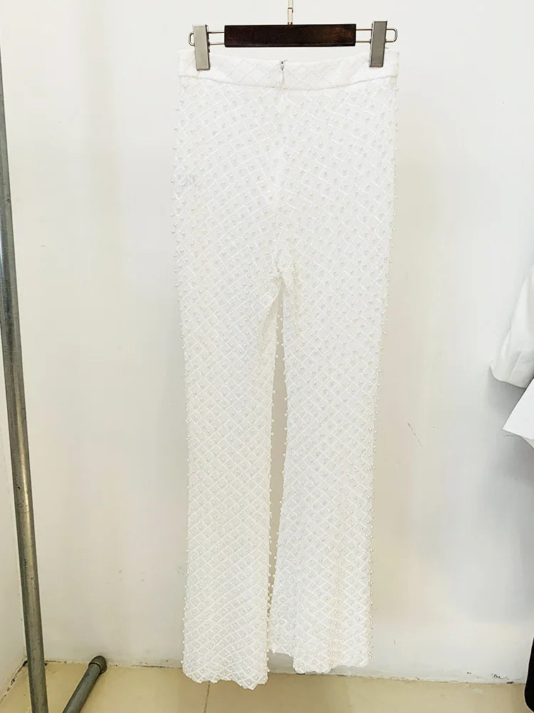 Boss Babe Long Sleeve Hollow Out Waist Blazer See-through Flared Pants