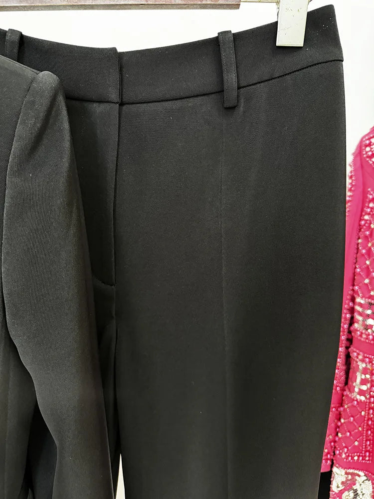Boss Babe Ruffles Zipper Blazer Pencil Pants 2Pcs Set