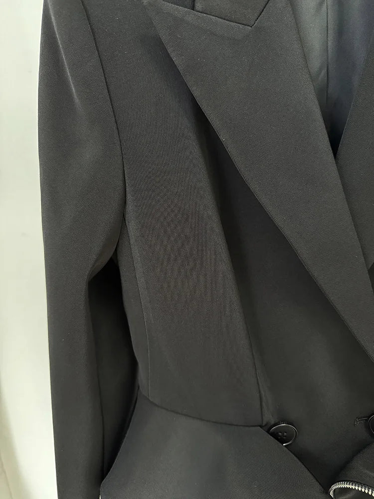 Boss Babe Ruffles Zipper Blazer Pencil Pants 2Pcs Set