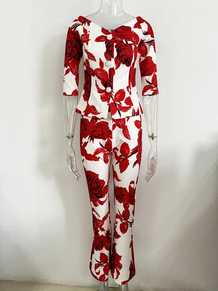 Boss Babe Floral Printing Lady Suit