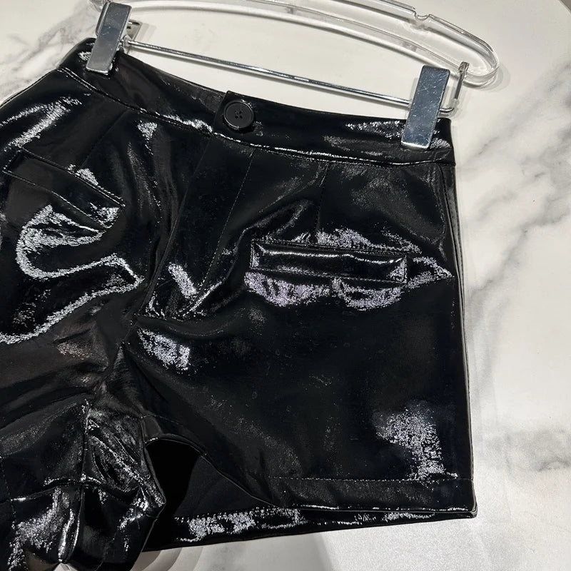 Boss Babe High Waist Black Pu Faux Leather Slim Shorts