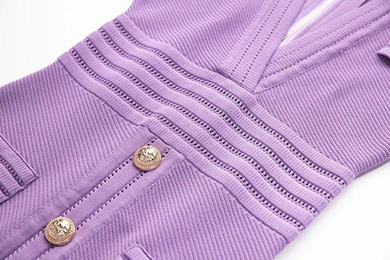 Boss Babe V-neck Short Sleeve Knit Purple Dress