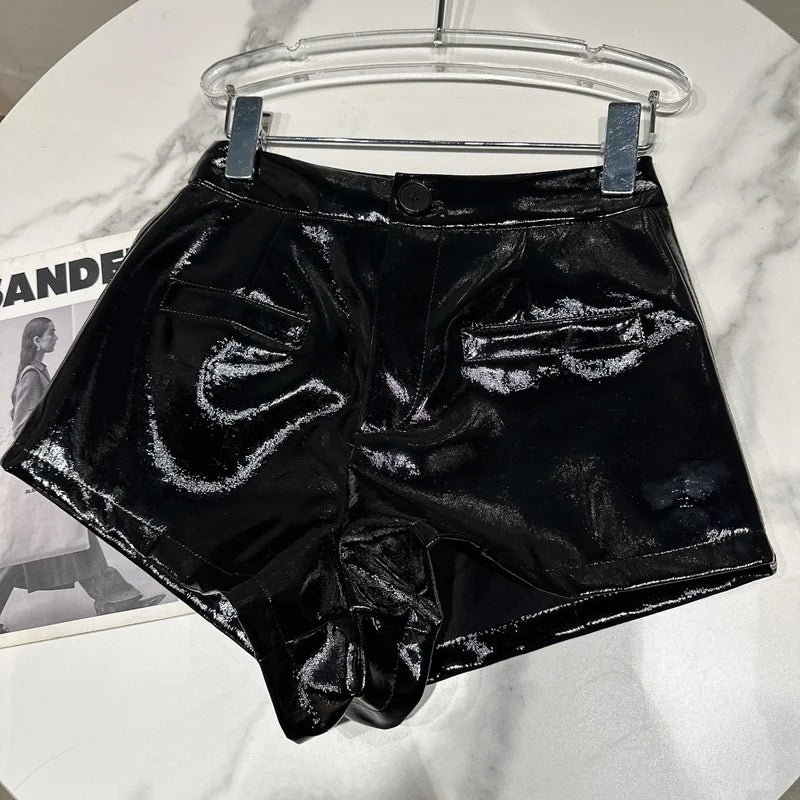 Boss Babe High Waist Black Pu Faux Leather Slim Shorts