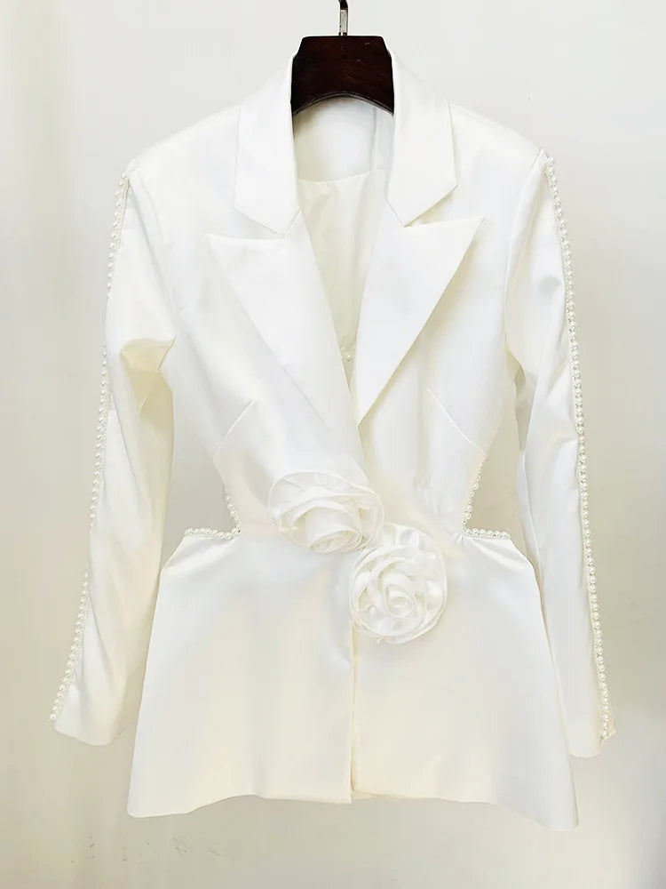 Boss Babe Long Sleeve Hollow Out Waist Blazer See-through Flared Pants