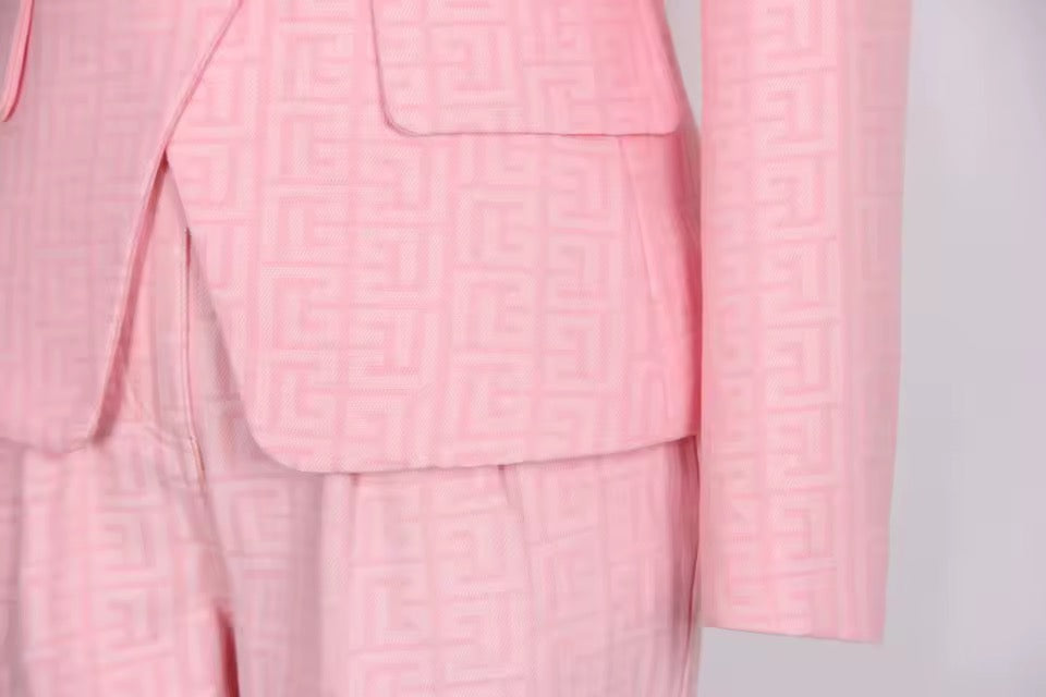 Boss Babe Pink Double-Breasted Blazer & Trousers Set