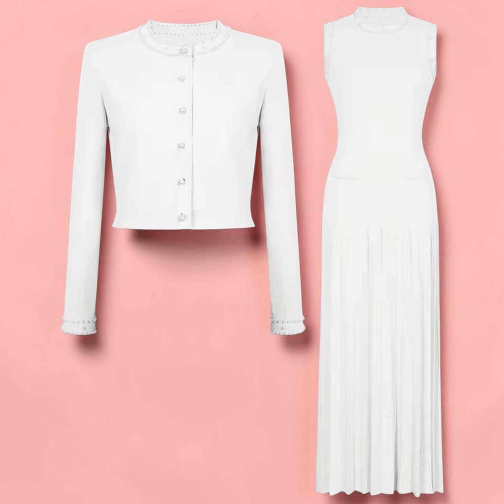 Boss Babe Pearl-Trimmed Cardigan & Sleeveless Maxi Dress Beautylicious you