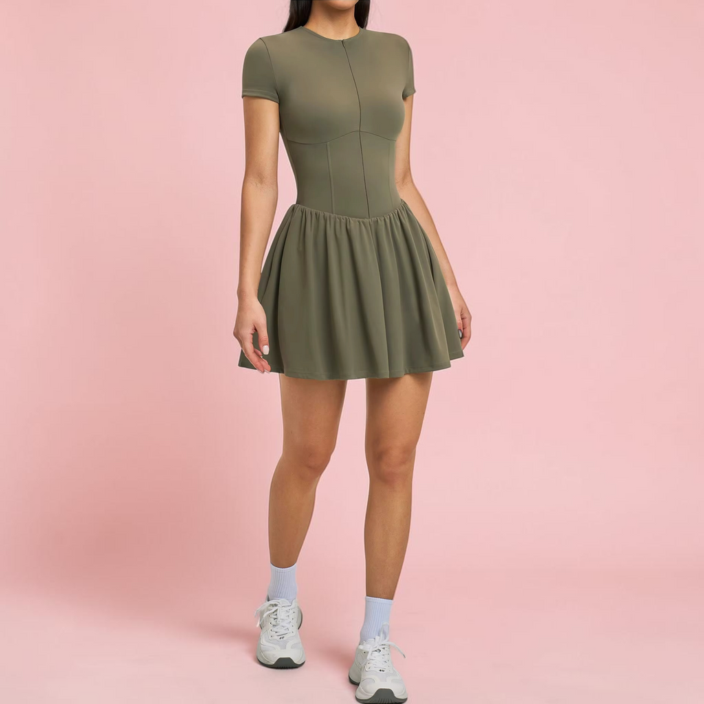 Zaluma Zipper Yoga Jumpsuit Dress