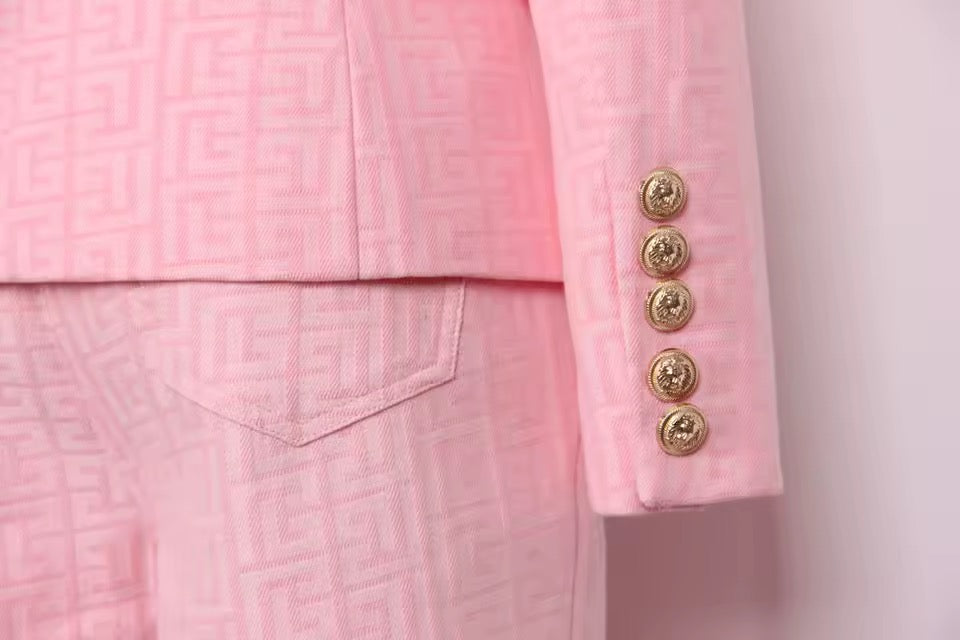 Boss Babe Pink Double-Breasted Blazer & Trousers Set