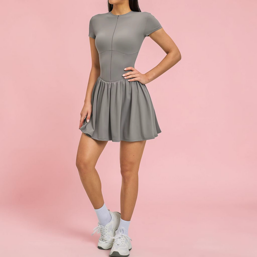 Zaluma Zipper Yoga Jumpsuit Dress